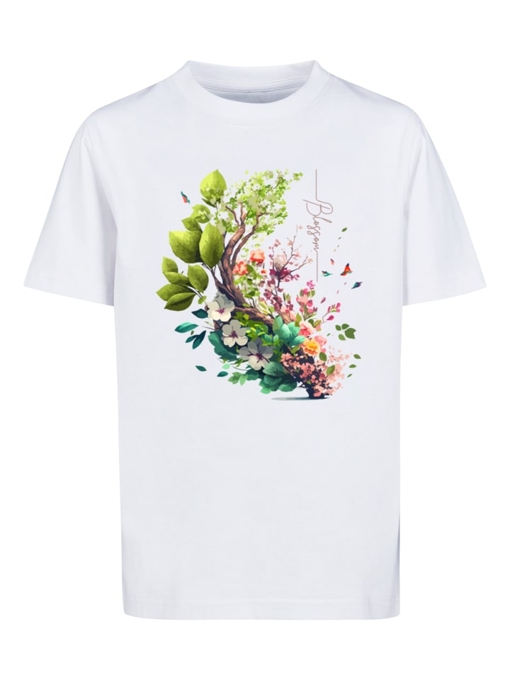 Tee günstig Unisex kaufen Blumen limango Baum in T-Shirt mit | weiß F4NT4STIC