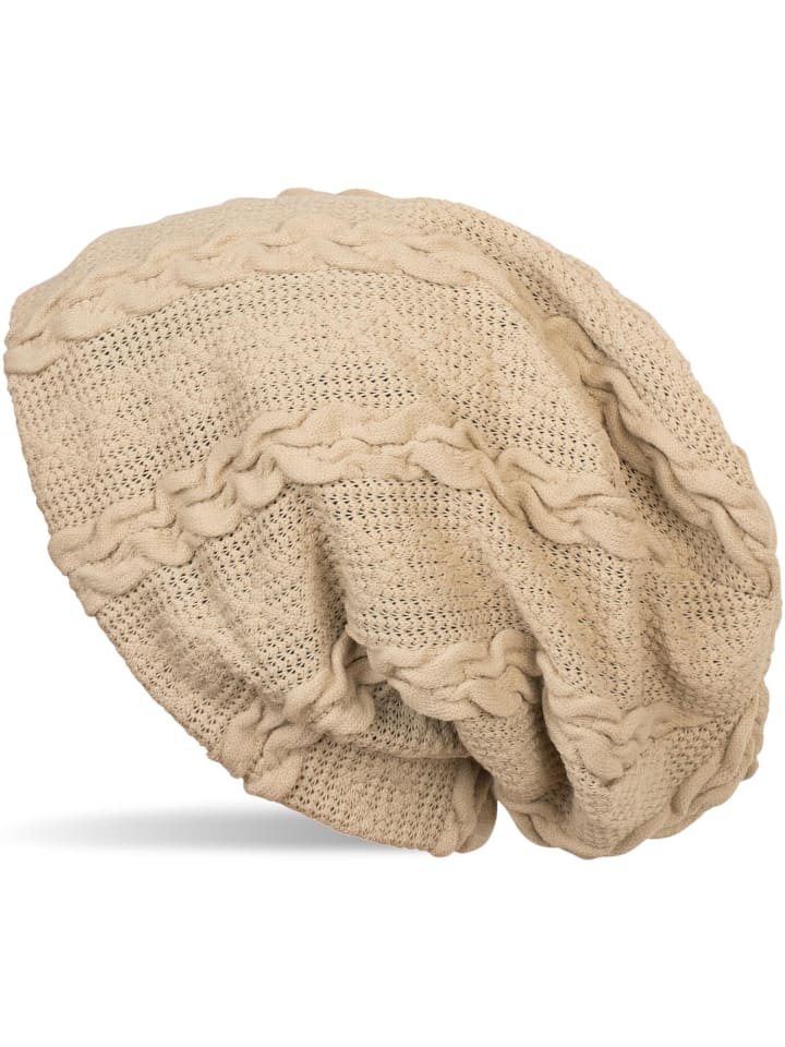 Feinstrick Beanie Mütze in Beige
