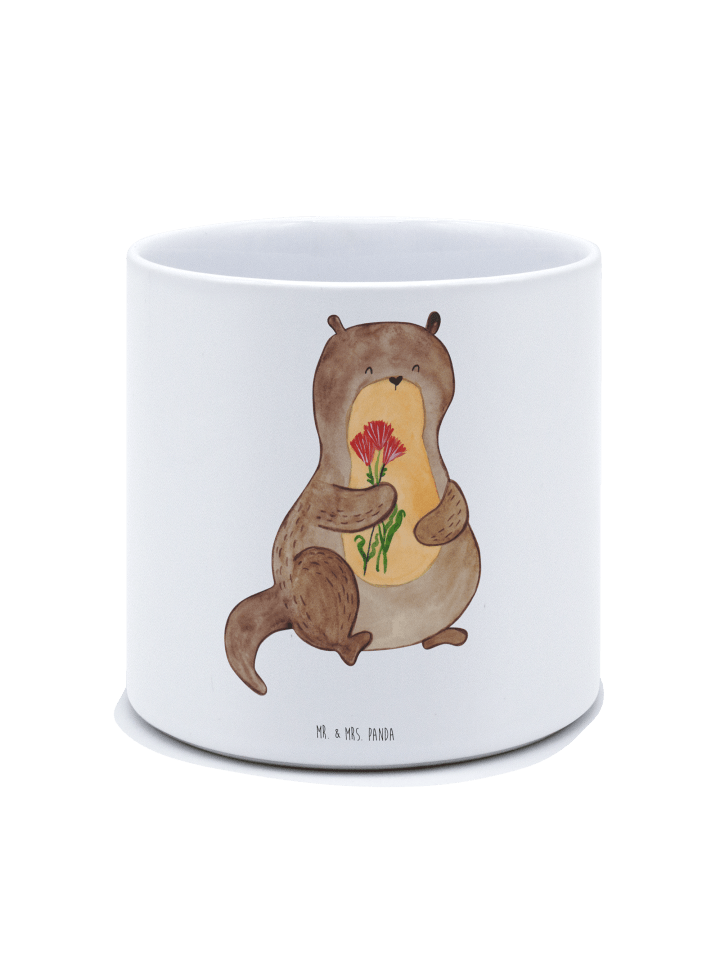 Pflanztopf Otter Blumenstrauß ohne Spruch in Weiß