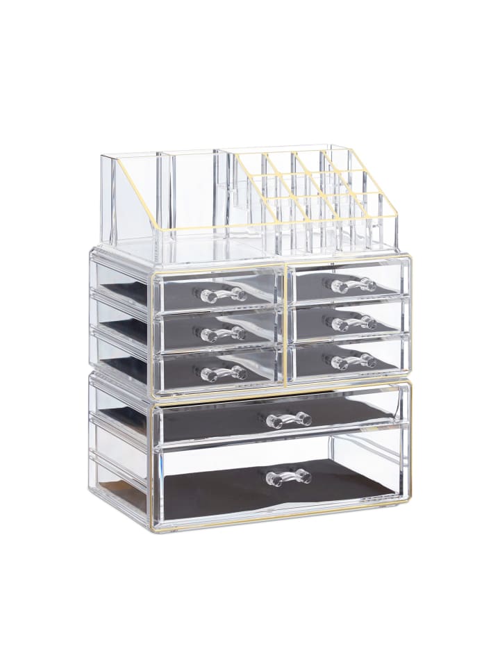2x Make Up Organizer in Transparent/ Gold