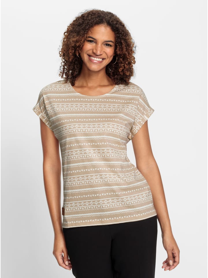 Print-Shirt in beige-ecru-bedruckt
