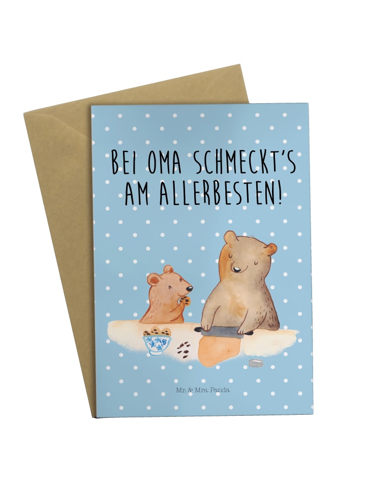 Grußkarte Oma Backen mit Spruch in Blau Pastell