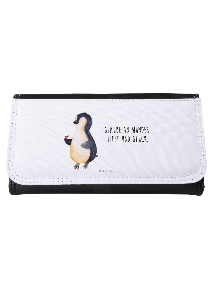 Portemonnaie Pinguin Marienkäfer mit Spruch in Weiß