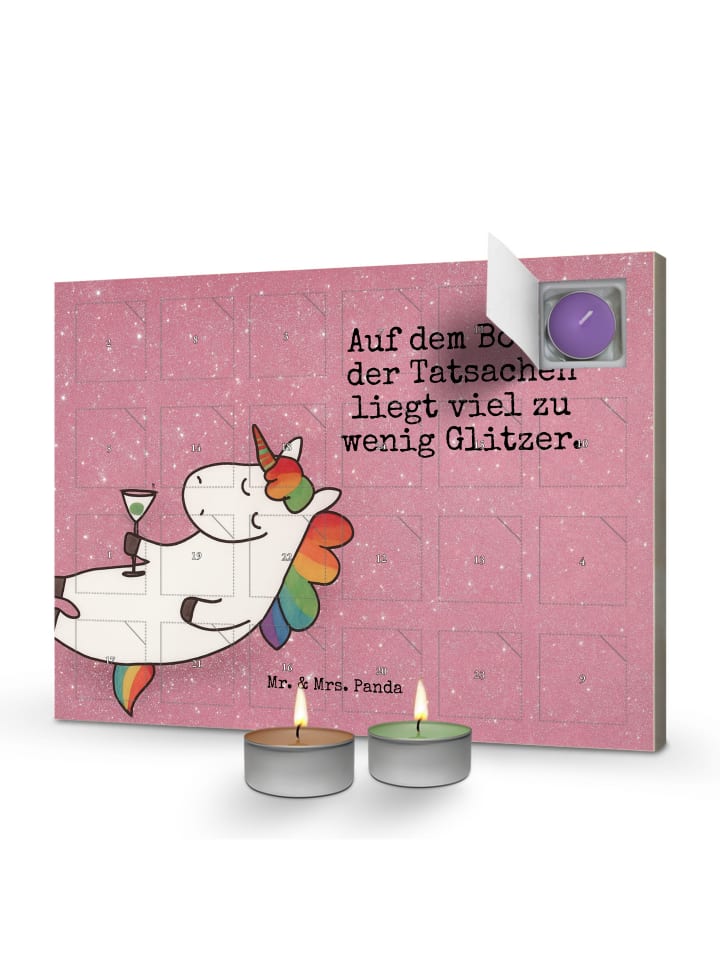Adventskalender Einhorn Blümchentail Design mit Spruch in Weiß