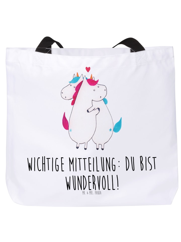 Einkaufstasche Einhorn Mitteilung mit Spruch in Weiß