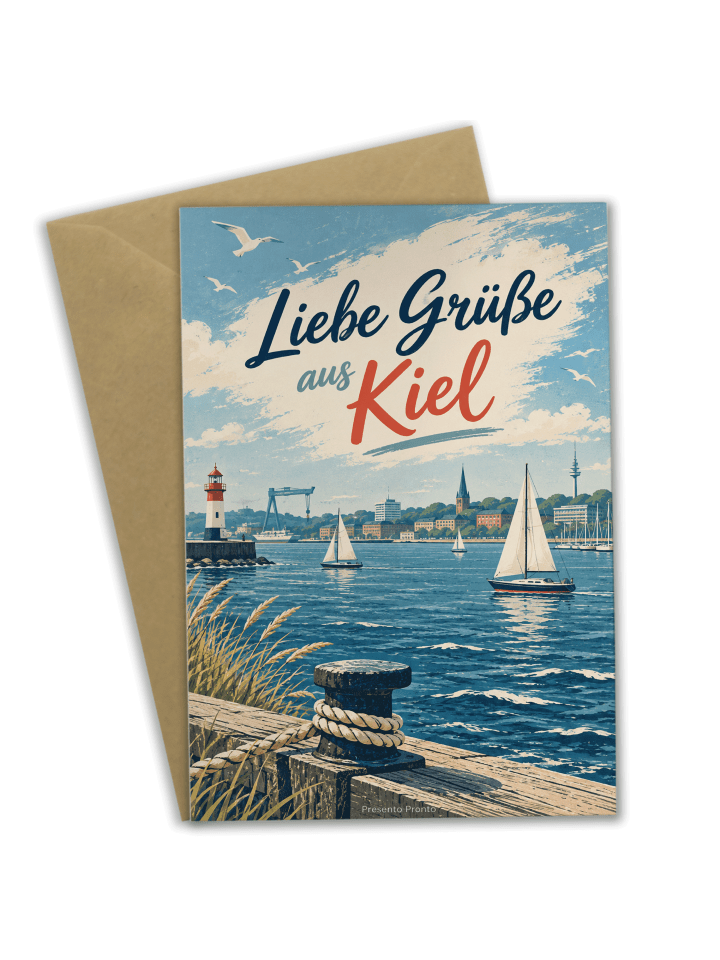 Klappkarte Leuchtturm maritim Design mit Spruch in Weiß