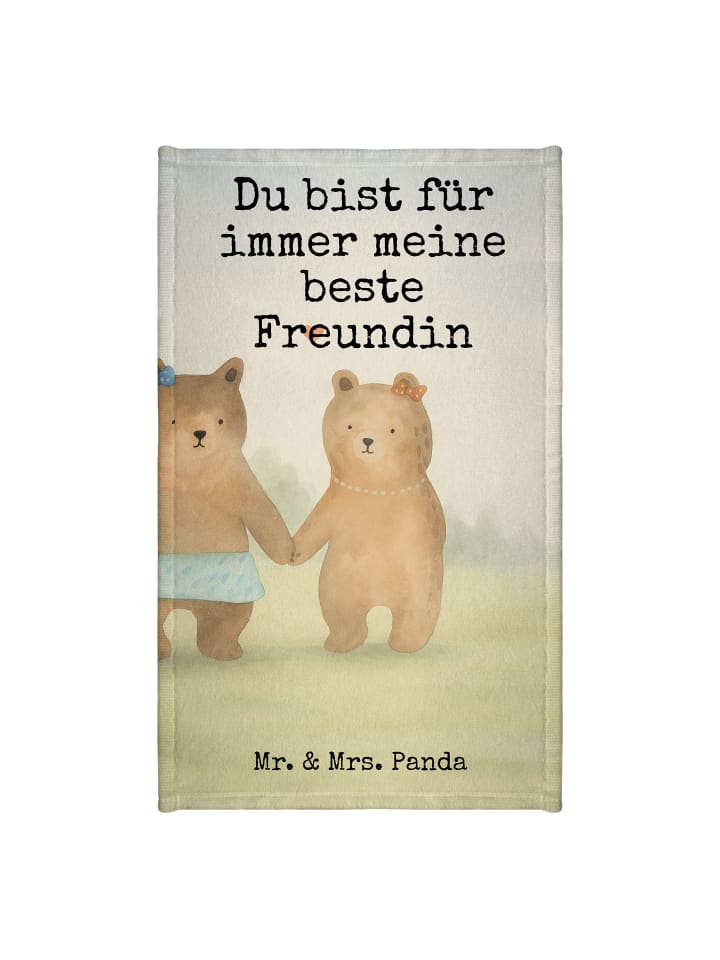 Gästetuch Bär Freundin Design mit Spruch in Weiß