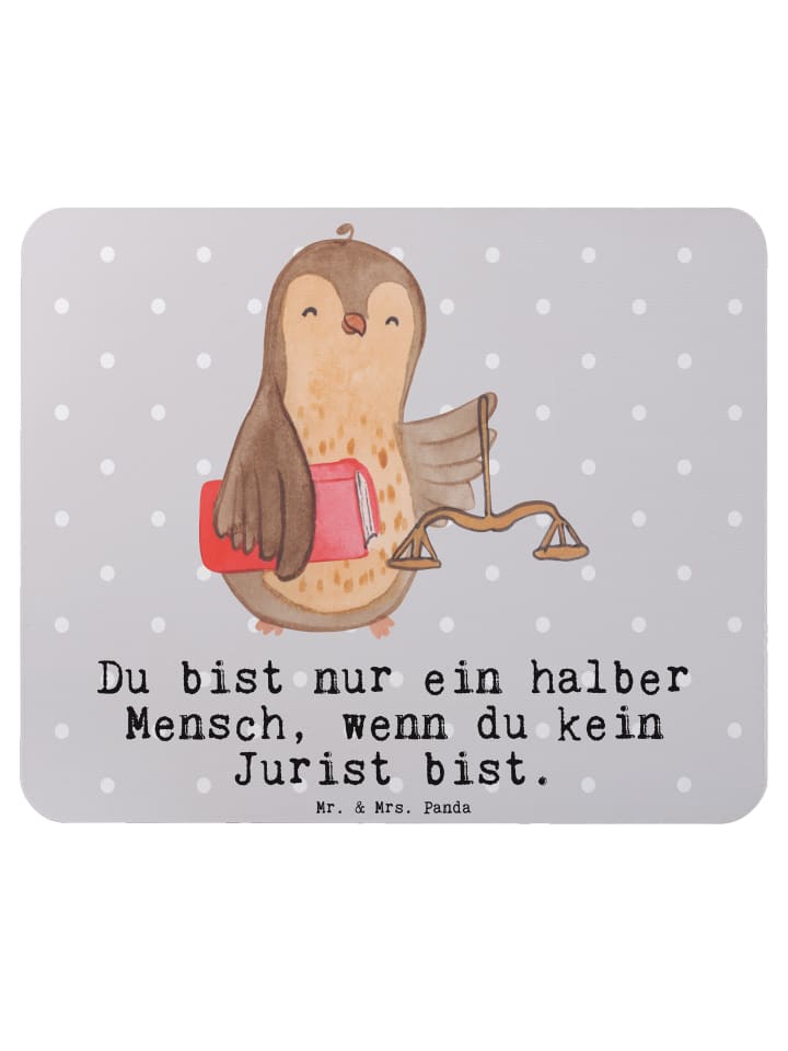 Mouse-Pad Jurist Herz mit Spruch in Grau Pastell