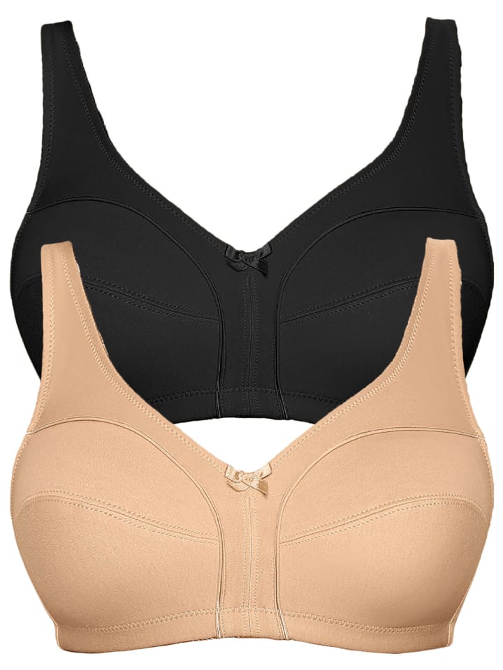 2er Pack Baumwoll Soft BH Basic in makeup schwarz