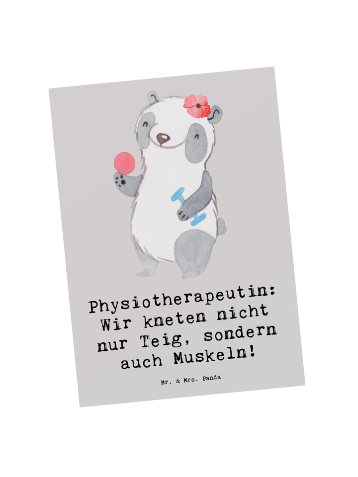 Postkarte Physiotherapeutin Humor mit Spruch in Grau Pastell