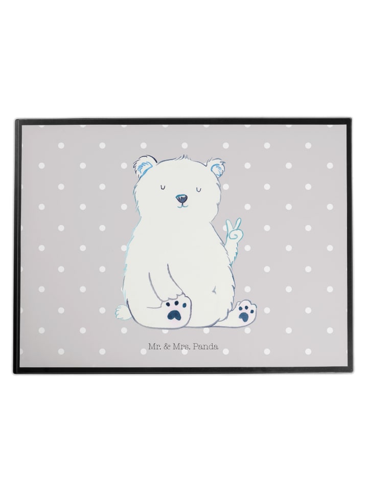 Schreibunterlage Eisbär Faul ohne Spruch in Grau Pastell