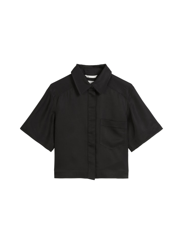 Kurzarm-Bluse boxy in Schwarz