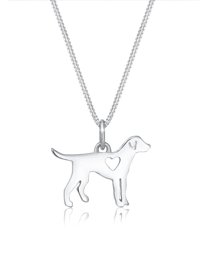 Halskette 925 Sterling Silber Herz, Hund in Silber
