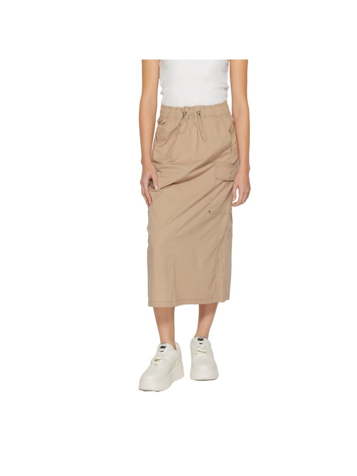 Beige Baumwolle Midirock