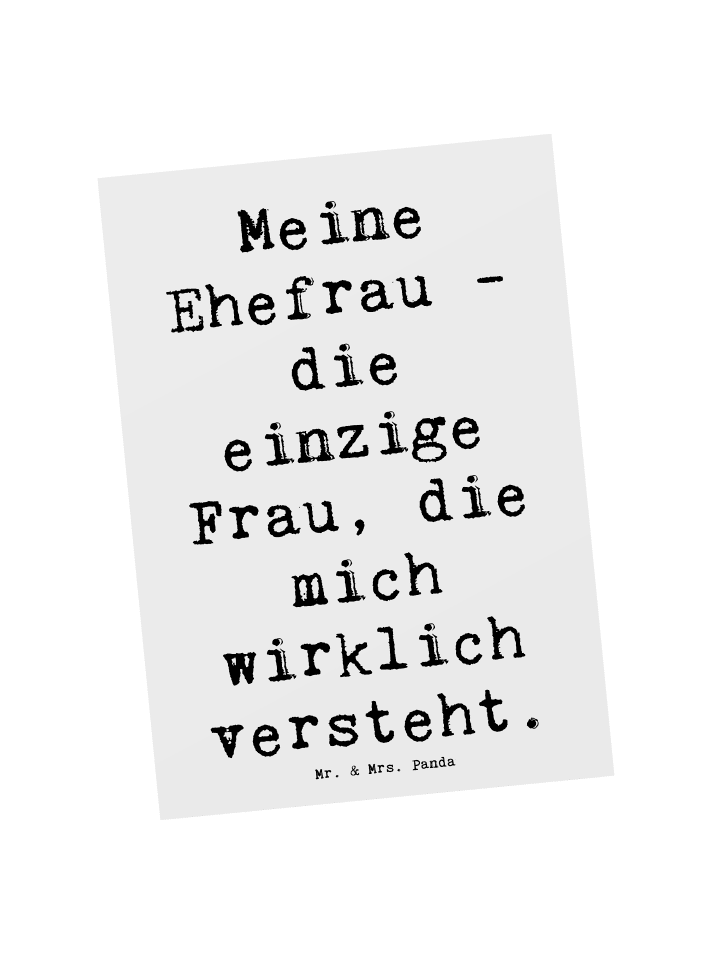 Postkarte Ehefrau Verständnis mit Spruch in Weiß