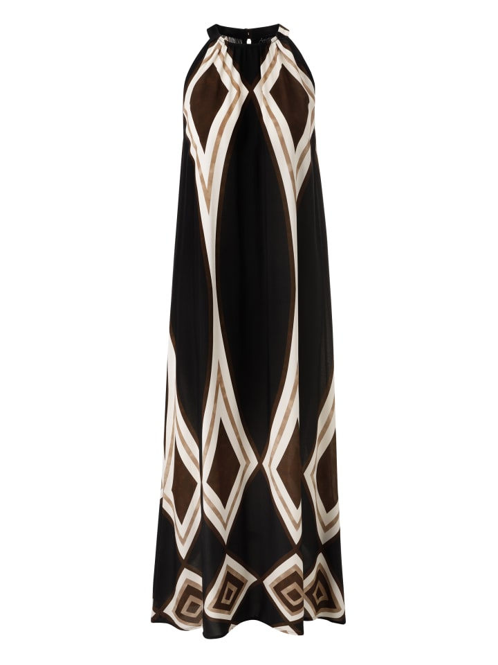 Maxikleid in schwarz offwhite braun