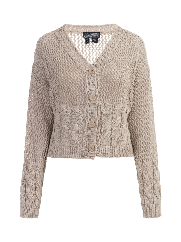 Damen Weitmaschige Strickjacke in Wollbeige