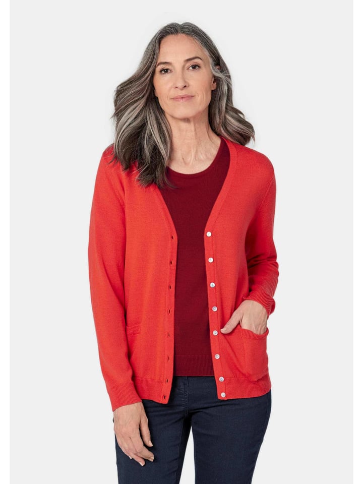 Uni Merino-Cardigan Langarm in rot