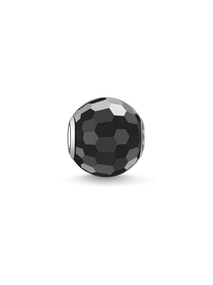 Bead Obsidian Facettiert in silberfarben, schwarz
