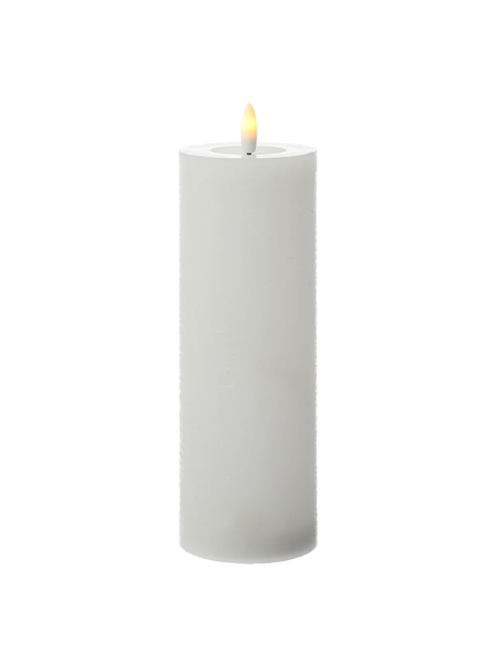 LED Kerze LINA Echtwachs Rustik-Optik 7x20cm in weiß