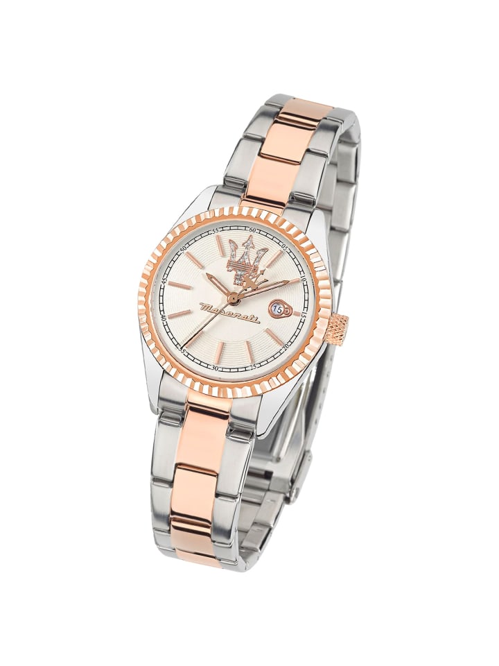 Analog-Armbanduhr Maserati Competizione in silber roségold groß (39x31.3mm)