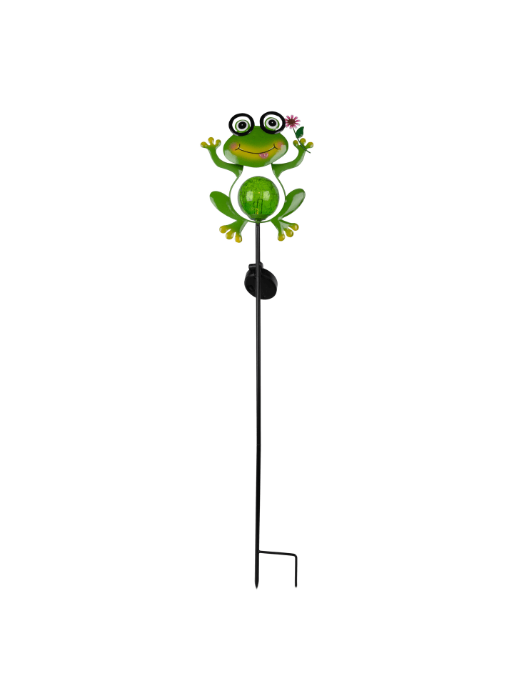 LED Solarleuchte "FROGGY" in grün - (L)20.5 cm x (B)8 cm x (H)90 cm