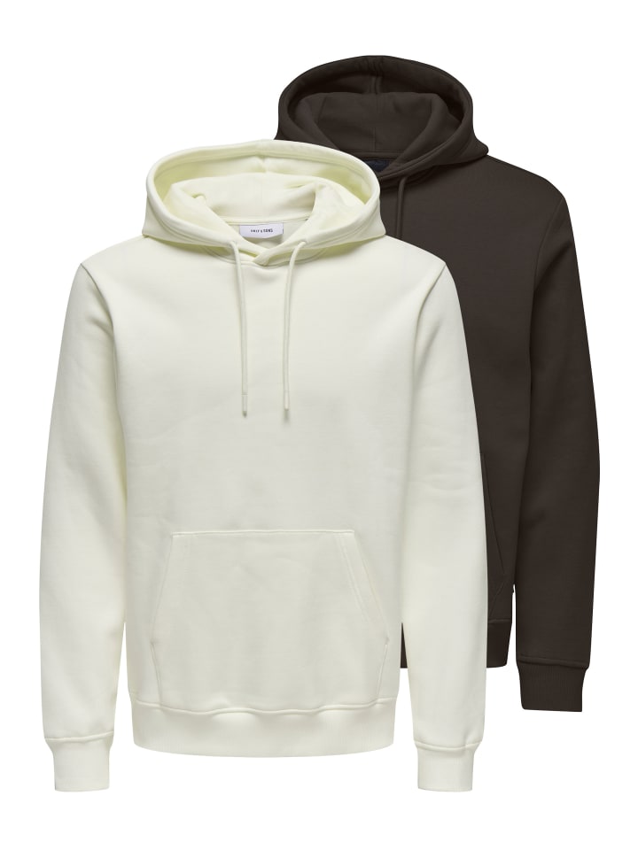 Sweatshirt / Hoodie Connor in Dunkelbraun / creme