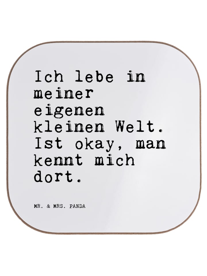 Getränke-Untersetzer Ich lebe in meiner... mit ... in Weiß
