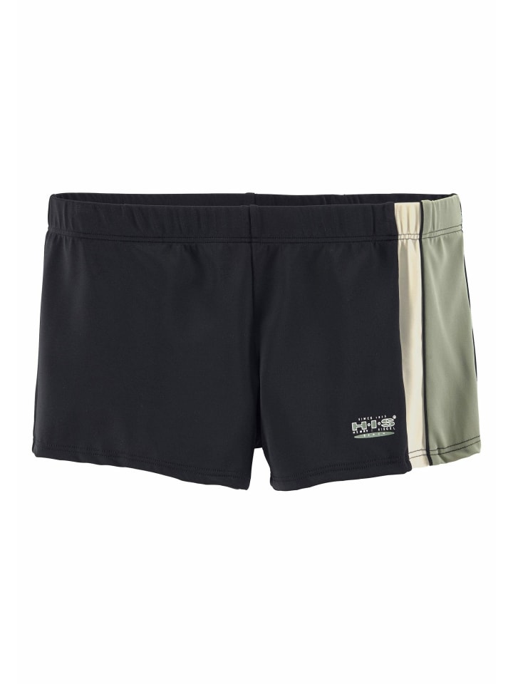 Boxer-Badehose in schwarz-oliv