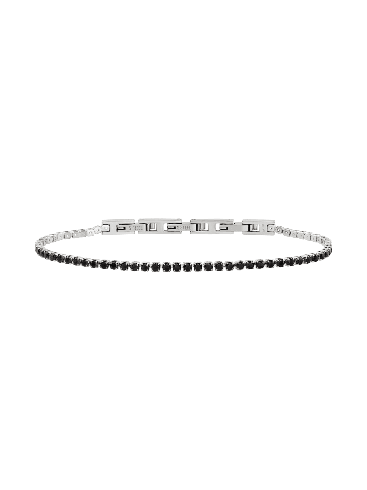 Armband tennis silber, schwarz