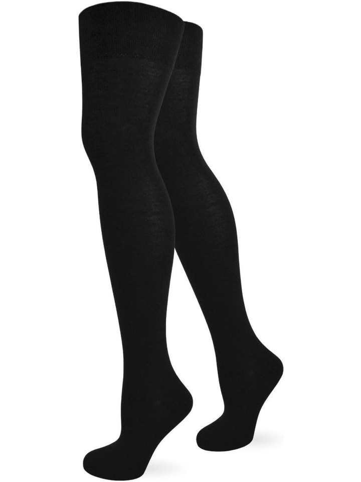 Overknees einfarbig in Schwarz