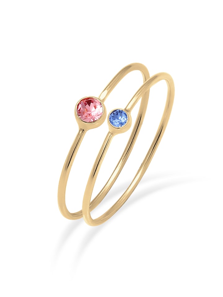 Ring 925 Sterling Silber Ring Set in Blau