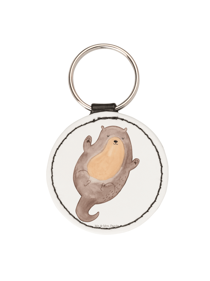 Schlüsselanhänger Otter Umarmen ohne Spruch in Weiß
