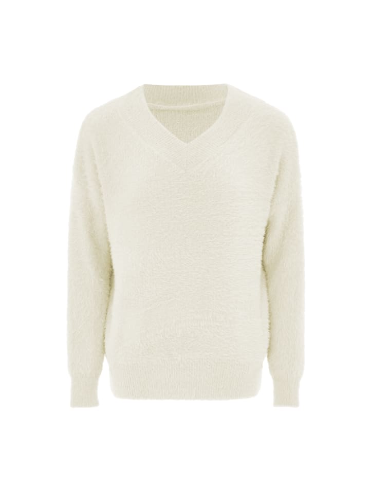 Damen Strickpullover in Wollweiss