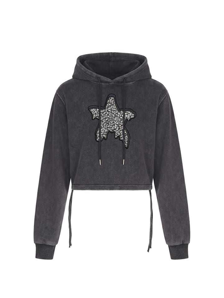 Women Hoodie in Grey Stone Wash