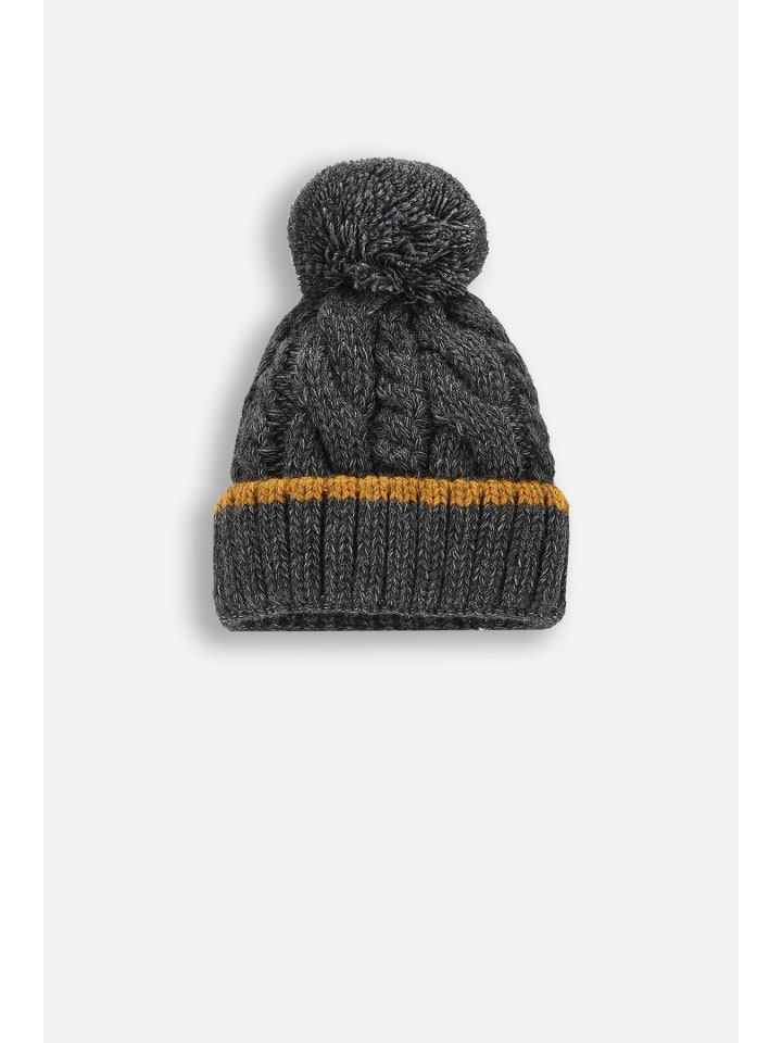 Wintermütze mit Pompon in schwarzgrau