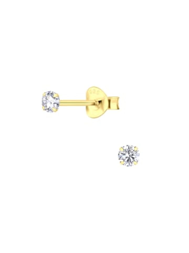 Ohrstecker ROUND ZIRCONIA 3 mm in Gold aus 925 Sterling Silber, 2-tlg.