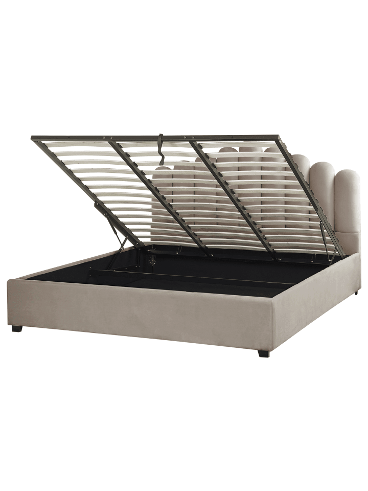 2-tlg Doppelbett VINCENNES in Beige/Schwarz