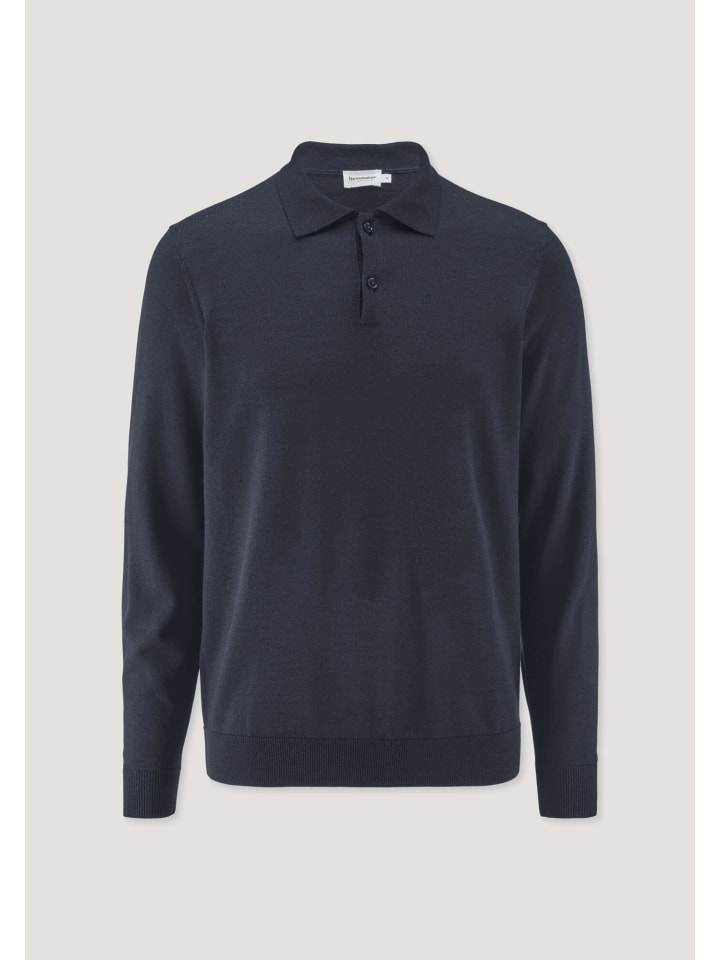 Hessnatur Strick Polo Regular aus reiner Bio-Merinowolle in marine