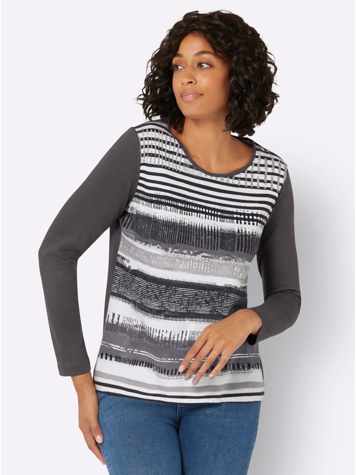 Shirt in dunkelgrau-gestreift