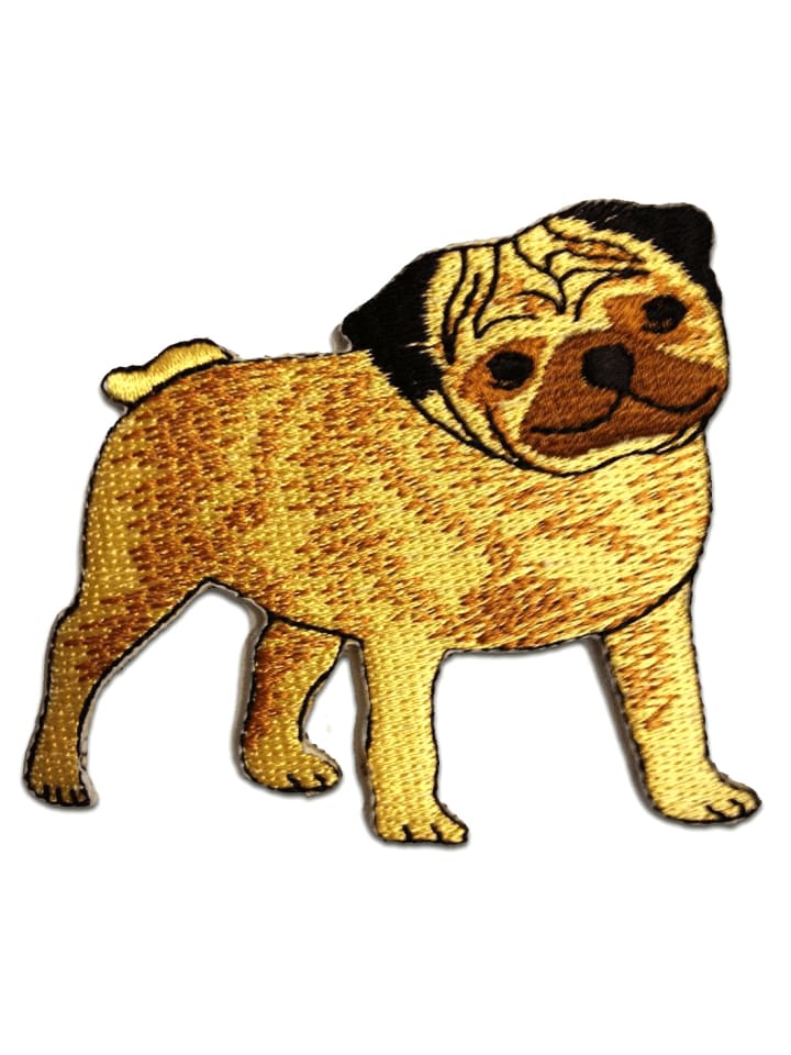 Mops Hund TierApplikation Bügelbild inBraun