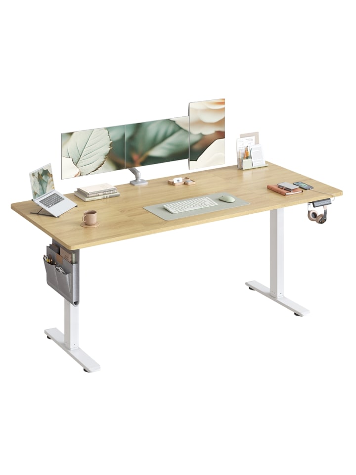 Schreibtisch Balok in Goldeichenfarben - (B)80 x (H)(72-120) x (T)180 cm