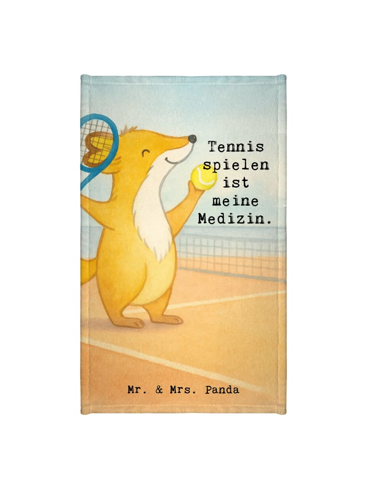 Handtuch Fuchs Tennis spielen Design mit Spruch in Weiß