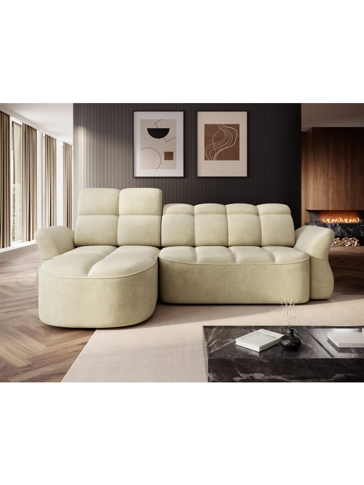 Benny Recamiere Links in Beige -  (L) 185 x (B) 301 x (H) 115 cm