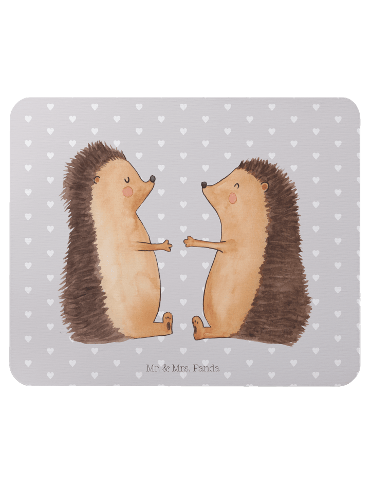 Mauspad Igel Liebe ohne Spruch in Grau Pastell
