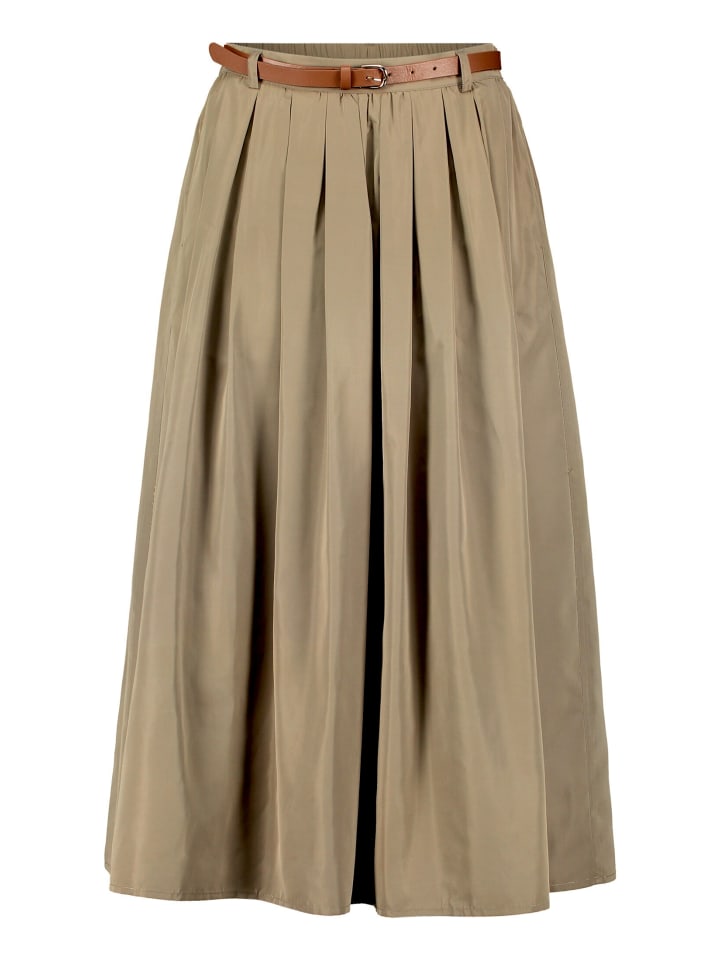 A-Linien-Rock mit Gürtel in Khaki