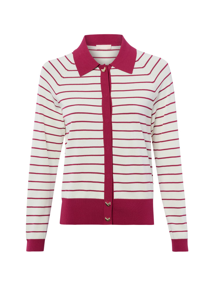 Strickjacke in bordeaux ecru - 0001