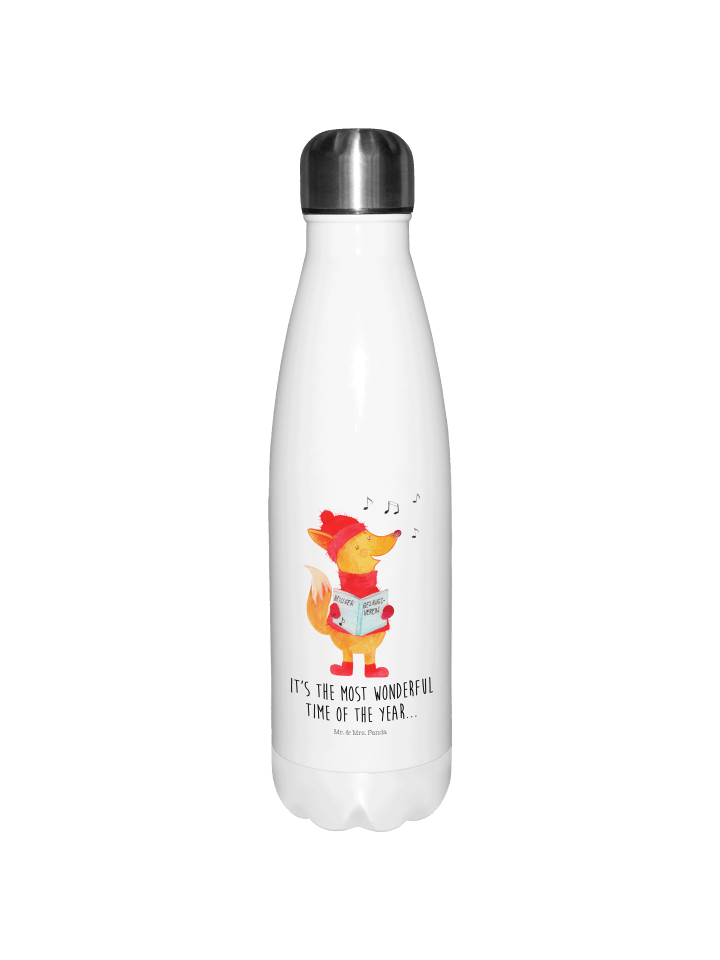 Trinkflasche Fuchs Sänger mit Spruch in Weiß
