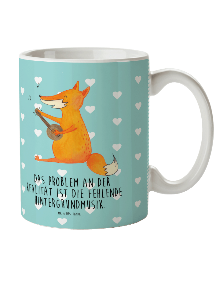 Kinderbecher Fuchs Gitarre mit Spruch in Türkis Pastell