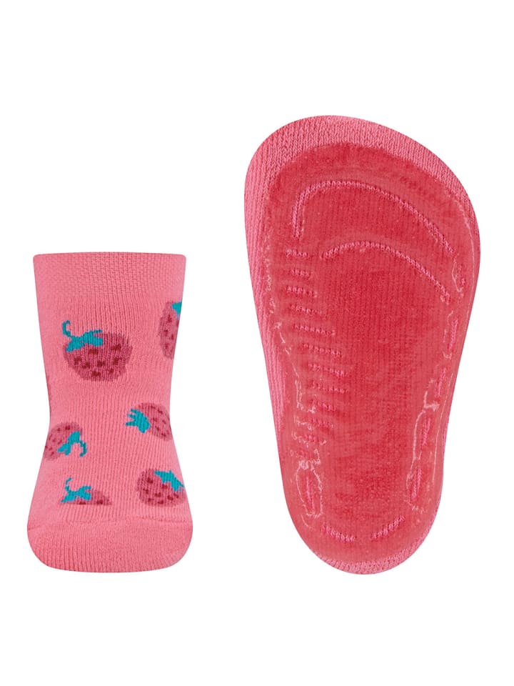 Stoppersocken Erdbeeren in sorbet pink